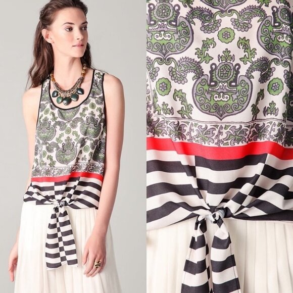 Clover Canyon Bora Bora Silk Printed Tank Top Blouse Size Medium Bohemian Boho M - Picture 2 of 10